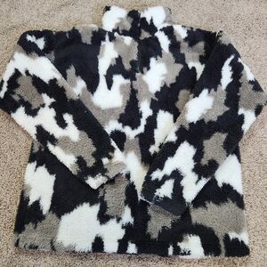 Eddie Bauer Women's Black and White Fleece Pull Over size M